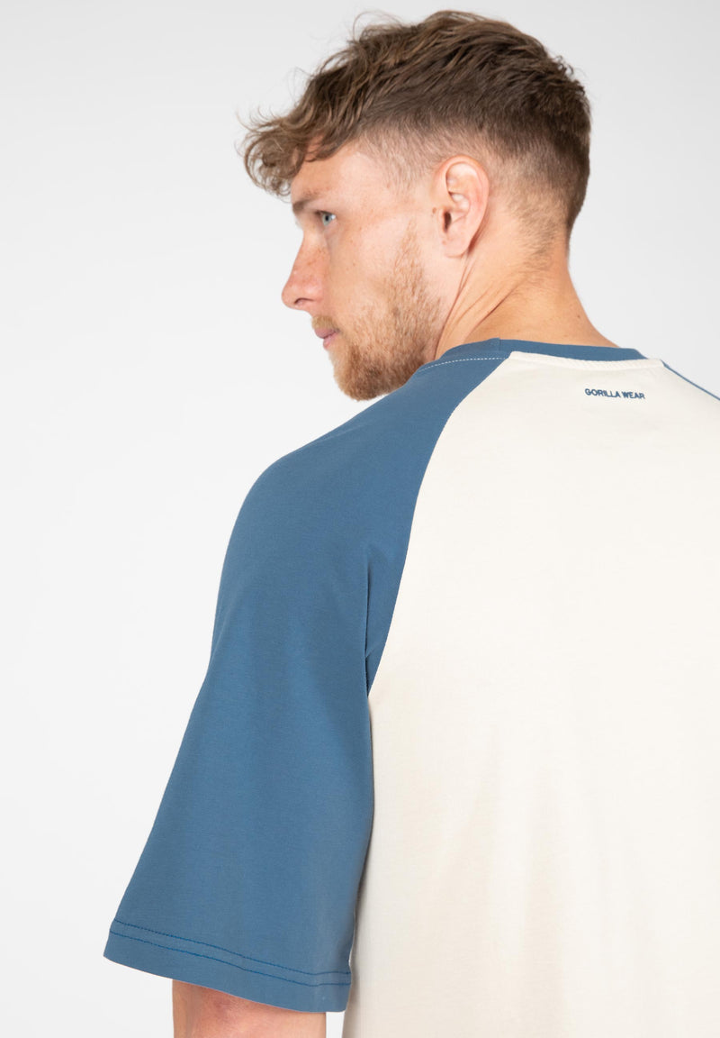 Load image into Gallery viewer, Logan Oversized T-Shirt - Beige/Blue
