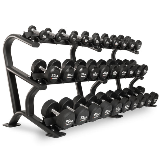 XMARK - Round Commercial Urethane Dumbbells (5-50 lb and 5-75 lb Sets)