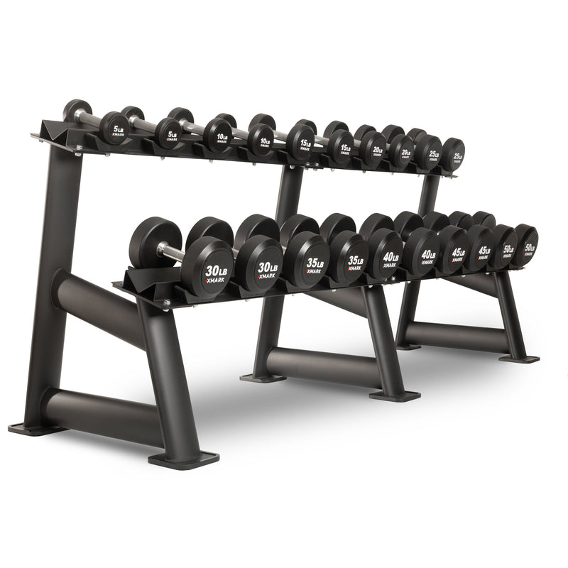 Load image into Gallery viewer, XMARK - Round Commercial Urethane Dumbbells (5-50 lb and 5-75 lb Sets)

