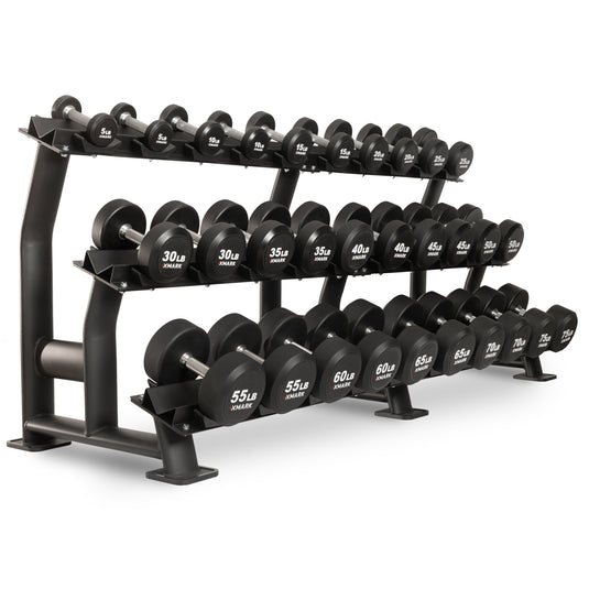 XMARK - Round Commercial Urethane Dumbbells (5-50 lb and 5-75 lb Sets)