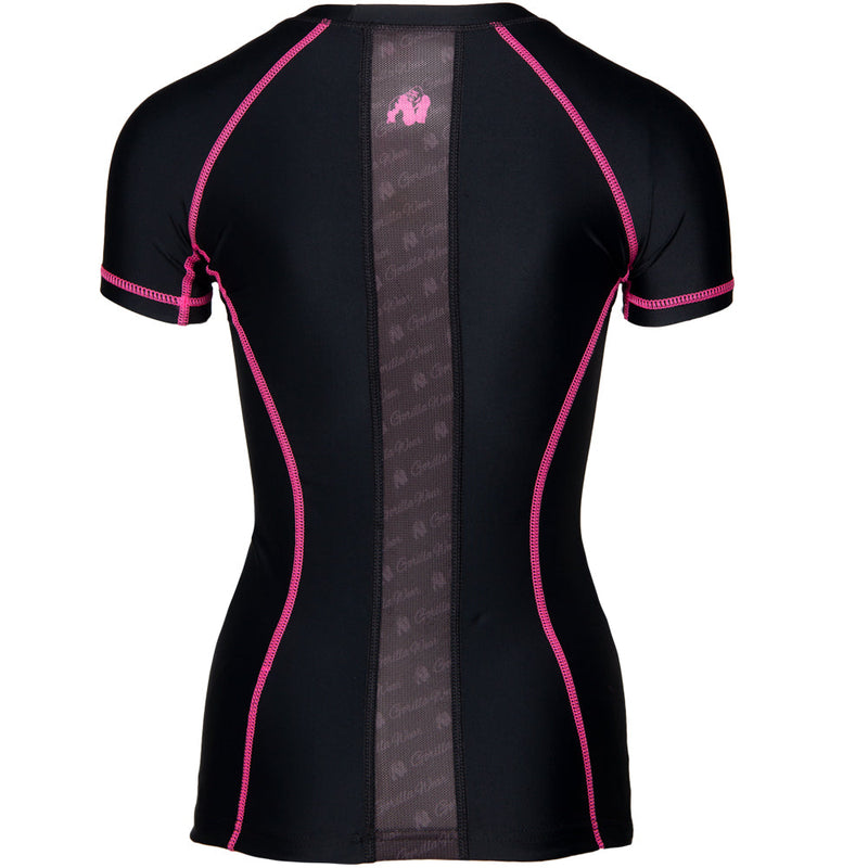 Load image into Gallery viewer, Carlin Compression Short Sleeve Top - Black/Pink
