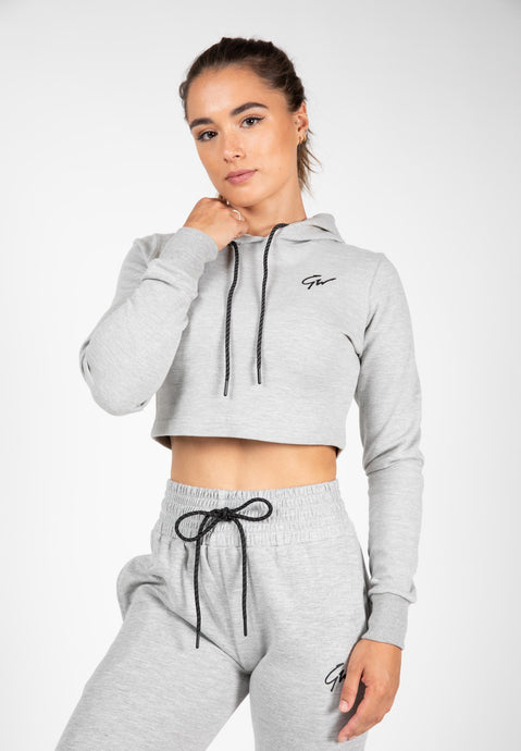 Pixley Crop Top Hoodie - Gray