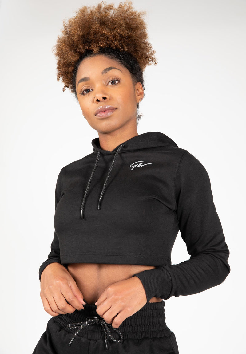 Load image into Gallery viewer, Pixley Crop Top Hoodie - Black
