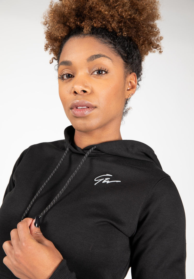 Load image into Gallery viewer, Pixley Crop Top Hoodie - Black

