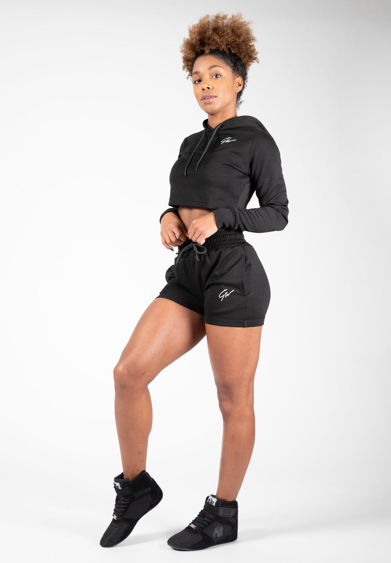Load image into Gallery viewer, Pixley Crop Top Hoodie - Black
