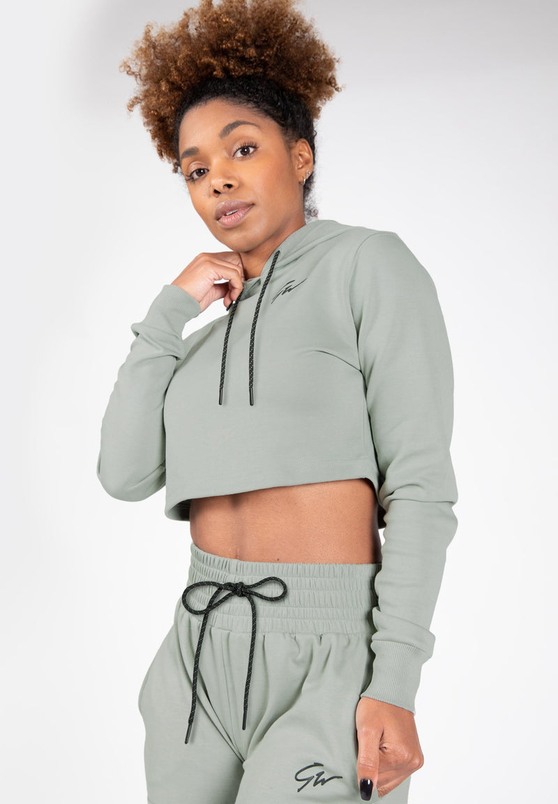 Load image into Gallery viewer, Pixley Crop Top Hoodie - Light Green
