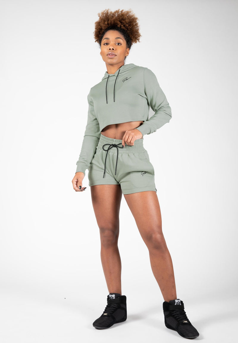Load image into Gallery viewer, Pixley Crop Top Hoodie - Light Green
