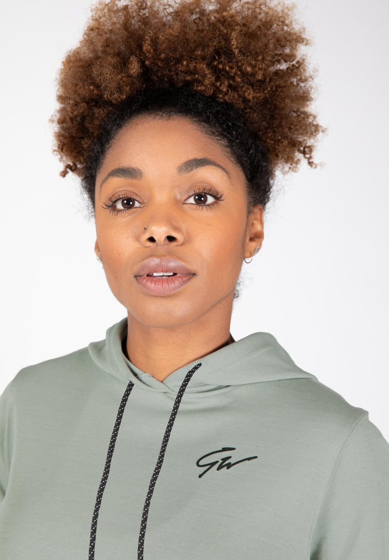 Load image into Gallery viewer, Pixley Crop Top Hoodie - Light Green

