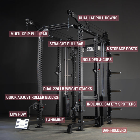 XMARK - Commercial Power Rack Cable Machine, 440 lbs Total Stack Weight