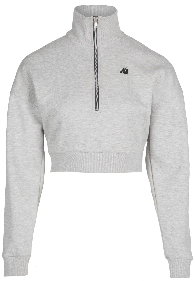 Load image into Gallery viewer, Ocala Cropped Half-Zip Sweatshirt - Gray
