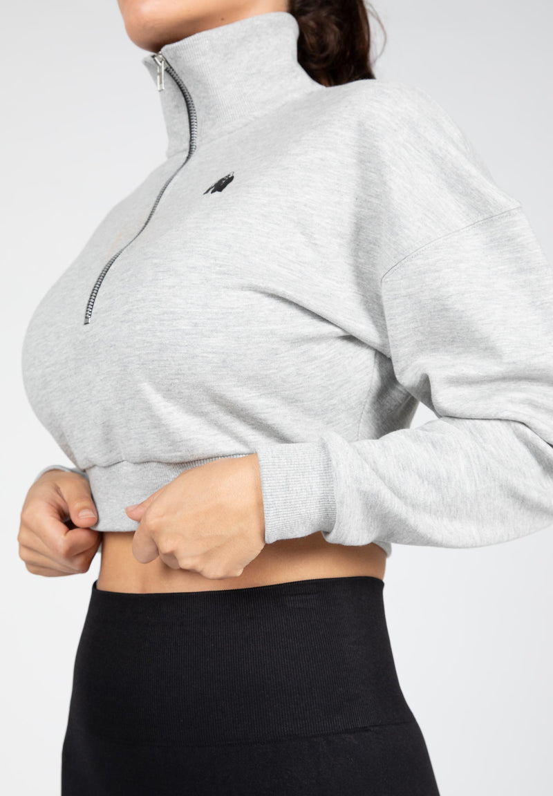 Load image into Gallery viewer, Ocala Cropped Half-Zip Sweatshirt - Gray
