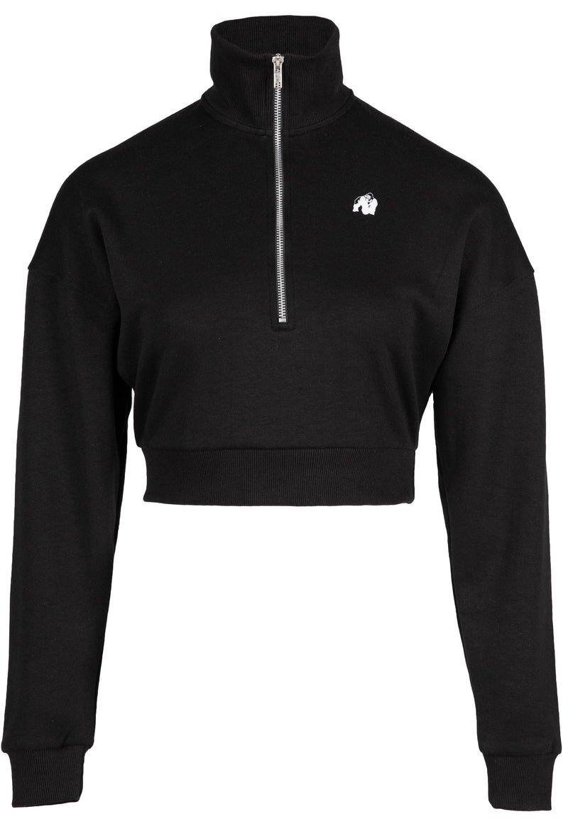 Load image into Gallery viewer, Ocala Cropped Half-Zip Sweatshirt - Black
