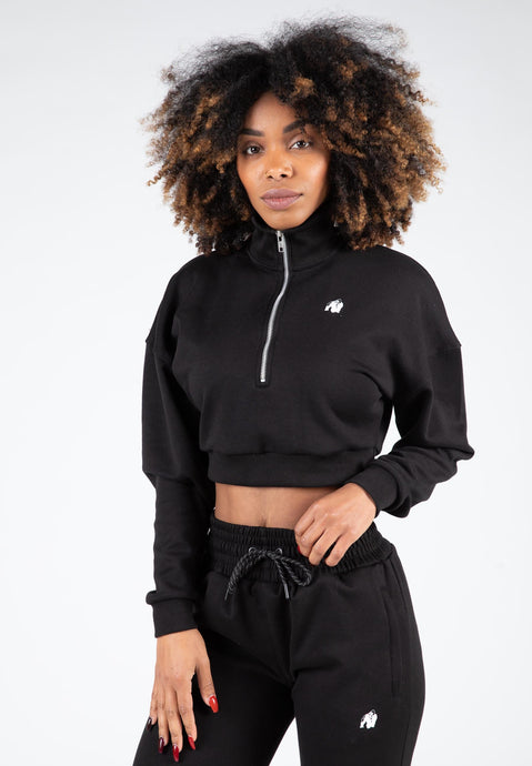 Ocala Cropped Half-Zip Sweatshirt - Black