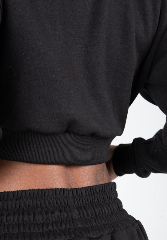 Ocala Cropped Half-Zip Sweatshirt - Black