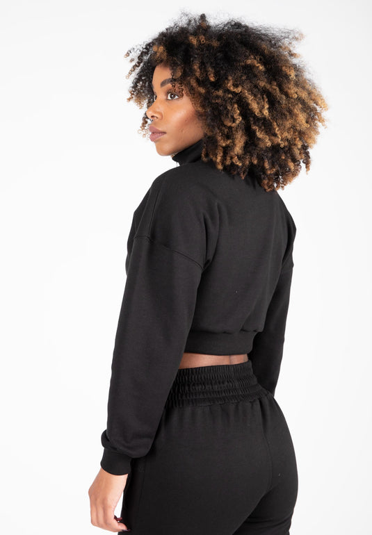 Ocala Cropped Half-Zip Sweatshirt - Black