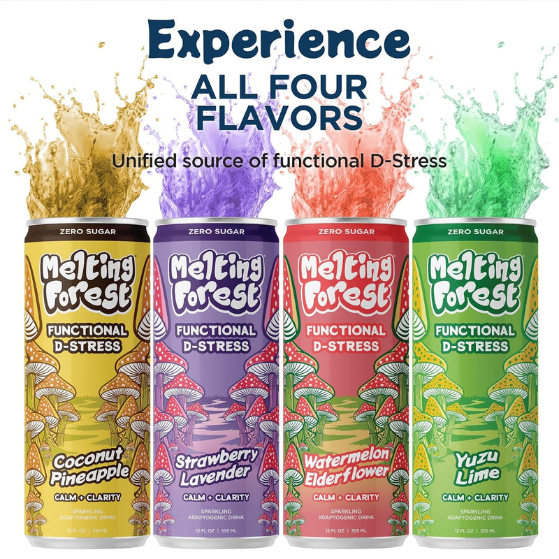 Load image into Gallery viewer, Melting Forest - Mushroom D-Stress Drink 12 Pack - Strawberry Lavender
