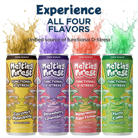 Melting Forest - Mushroom D-Stress Drink 12 Pack - Strawberry Lavender