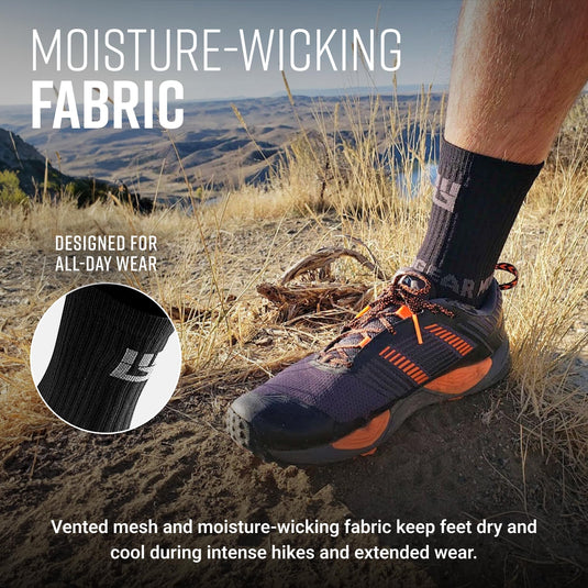 Mudgear - Performance Hiking/Trekking Sock - Black/Gray (2 Pair Pack)