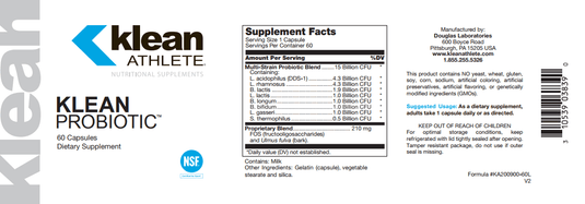Klean Athlete Klean Probiotic - 15 billion CFU multi-strain 60 capsules