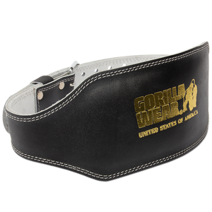 Gorilla Wear - 6 Inch Padded Leather Lifting Belt - Black/Gold
