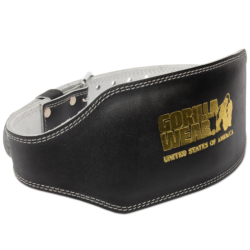 Load image into Gallery viewer, Gorilla Wear 6 Inch Padded Leather Lifting Belt - Black/Gold
