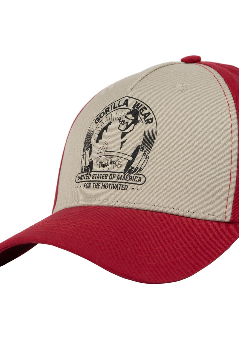 Load image into Gallery viewer, Buckley Cap - Red/Beige
