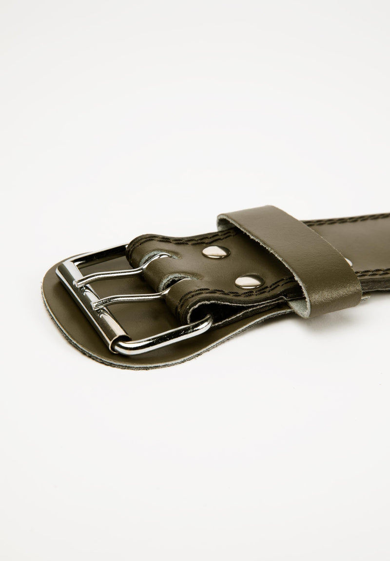 Load image into Gallery viewer, Gorilla Wear 4 Inch Padded Leather Lifting Belt - Army Green

