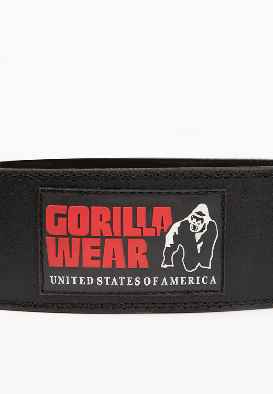 Gorilla Wear 4 Inch Padded Leather Lifting Belt - Black/Red