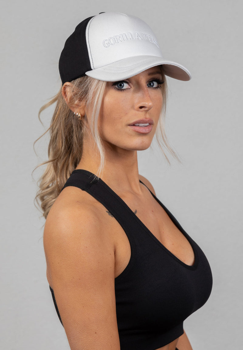 Load image into Gallery viewer, Sharon Ponytail Cap - White/Black
