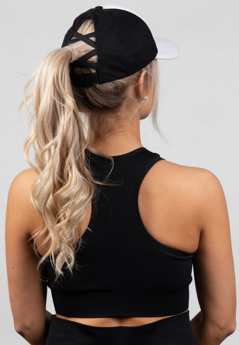 Load image into Gallery viewer, Sharon Ponytail Cap - White/Black
