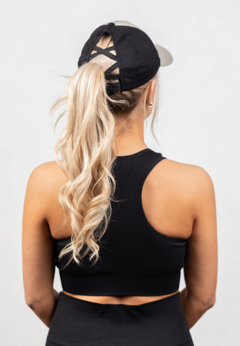 Load image into Gallery viewer, Sharon Ponytail Cap - Beige/Black
