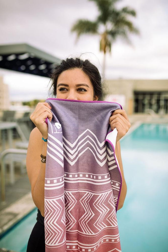 Yoga Towel | Non Slip Silicon Nubs | Absorbent Microfiber | Pink | Yune Yoga | The Cassady
