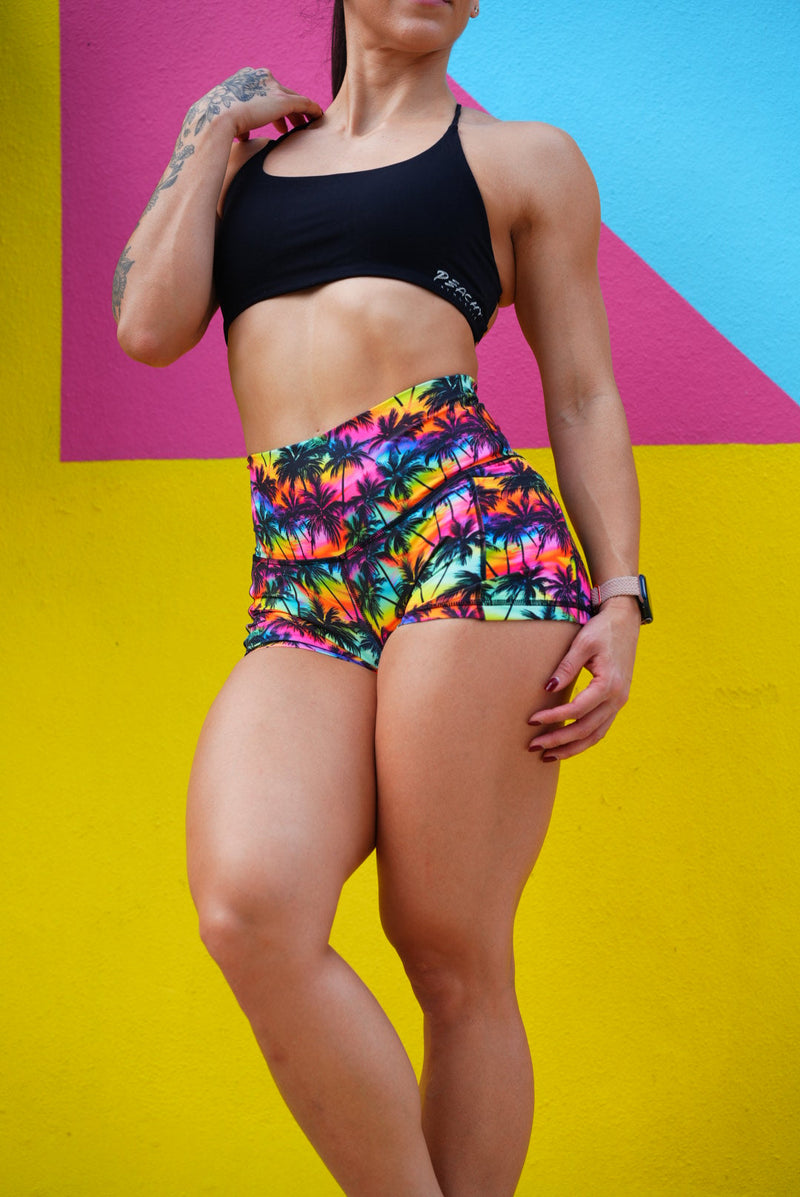 Load image into Gallery viewer, Peachy Athletic - Paradise Palms Squat-Proof Gym Shorts

