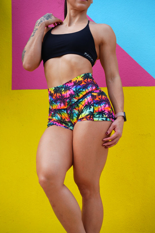 Peachy Athletic - Paradise Palms Squat-Proof Gym Shorts