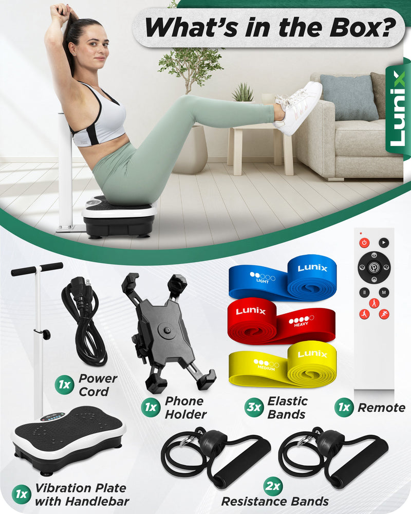 Load image into Gallery viewer, Lunix - LX18 Vibration Plate with Adjustable Handlebar (Pearl White)
