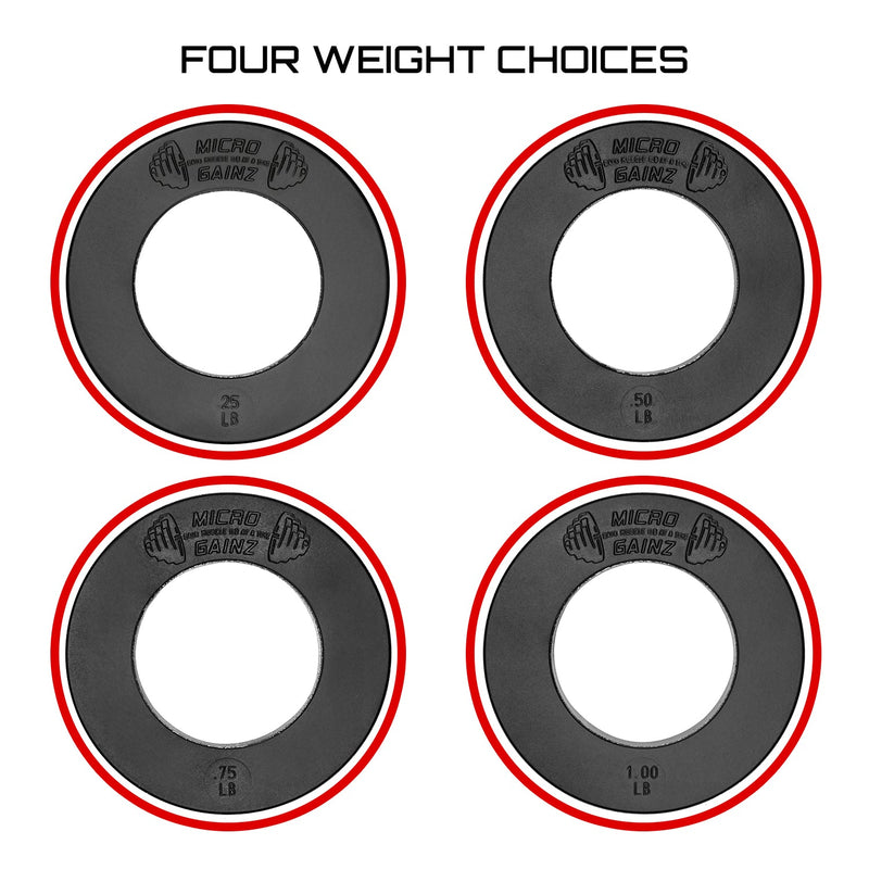 Load image into Gallery viewer, Micro Gainz Olympic Size Fractional Weight Plates Set of 8 Plates .25LB-1LB  w/ Bag
