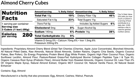 E3 Energy Cubes - Almond Cherry Protein Bars (12 bars)