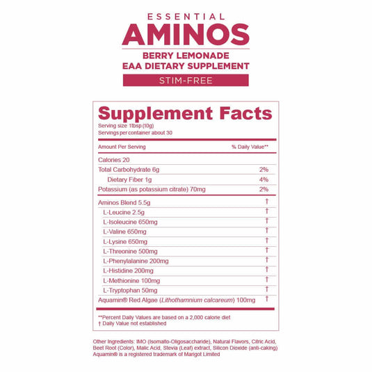 Gnarly Essential Aminos Stim-Free - Nutrition Facts Panel