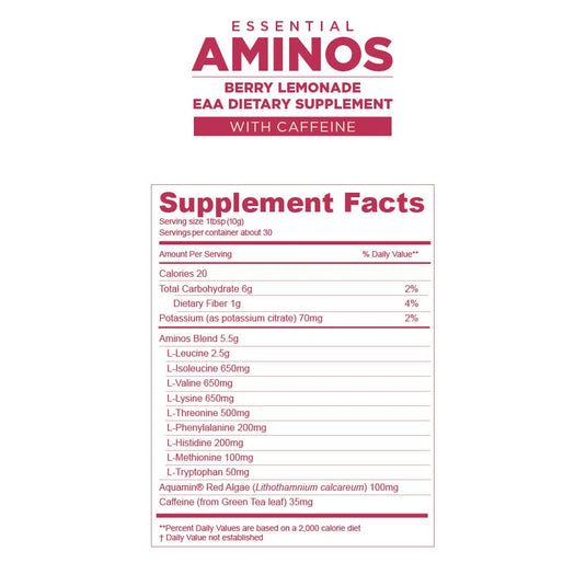 Gnarly Essential Aminos Caffeinated - Nutrition Facts Panel