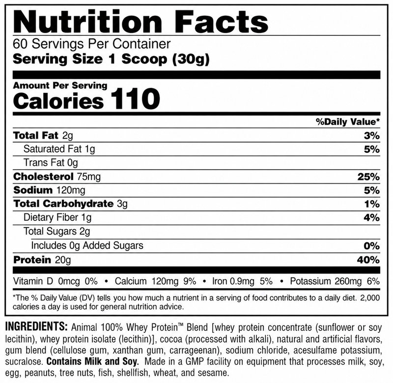 Load image into Gallery viewer, Animal-Whey-Nutrition-Label