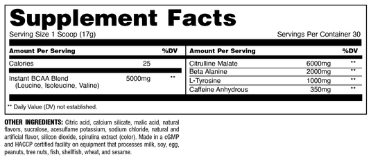 Animal Fury supplement facts