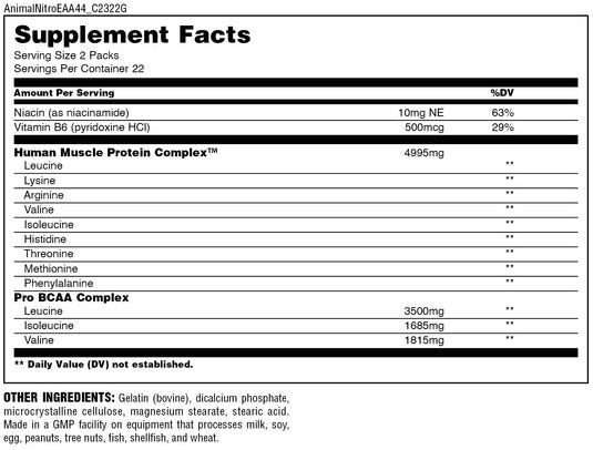 Animal Nitro EAA supplement facts