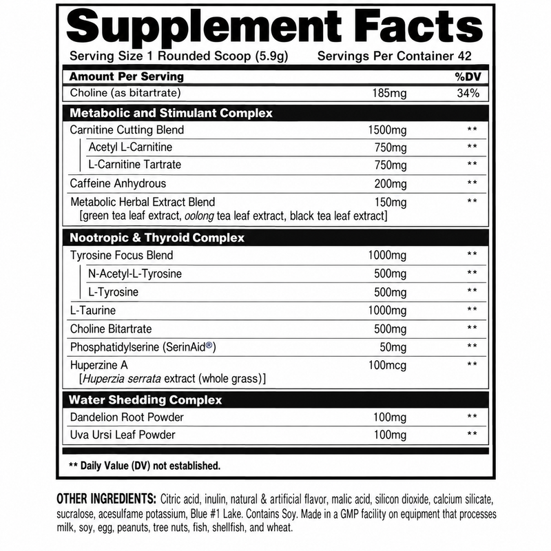 Load image into Gallery viewer, Animal Cuts Powder Supplement Facts label