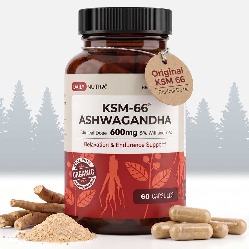 Load image into Gallery viewer, Wild Foods - Daily Nutra KSM-66 Ashwagandha 600mg Capsules - Vitamins &amp; Supplements
