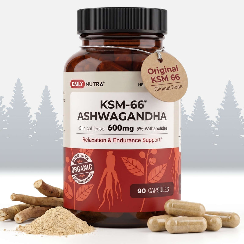 Load image into Gallery viewer, Wild Foods - Daily Nutra KSM-66 Ashwagandha 600mg Capsules - Vitamins &amp; Supplements
