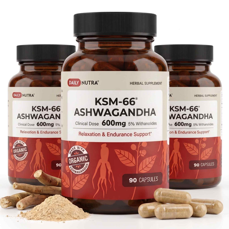 Load image into Gallery viewer, Wild Foods - Daily Nutra KSM-66 Ashwagandha 600mg Capsules - Vitamins &amp; Supplements
