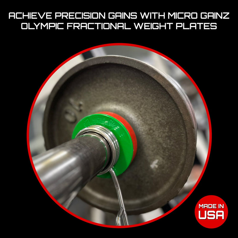Load image into Gallery viewer, Micro Gainz - Olympic Size Fractional Weight Plates Pair of Green .25LB Plates

