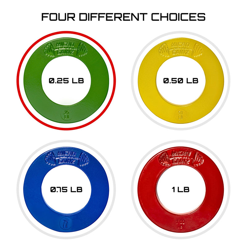 Load image into Gallery viewer, Micro Gainz Olympic Size Fractional Weight Plates Pair of Green .25LB Plates
