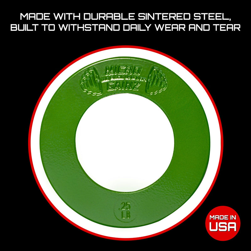Load image into Gallery viewer, Micro Gainz Olympic Size Fractional Weight Plates Pair of Green .25LB Plates
