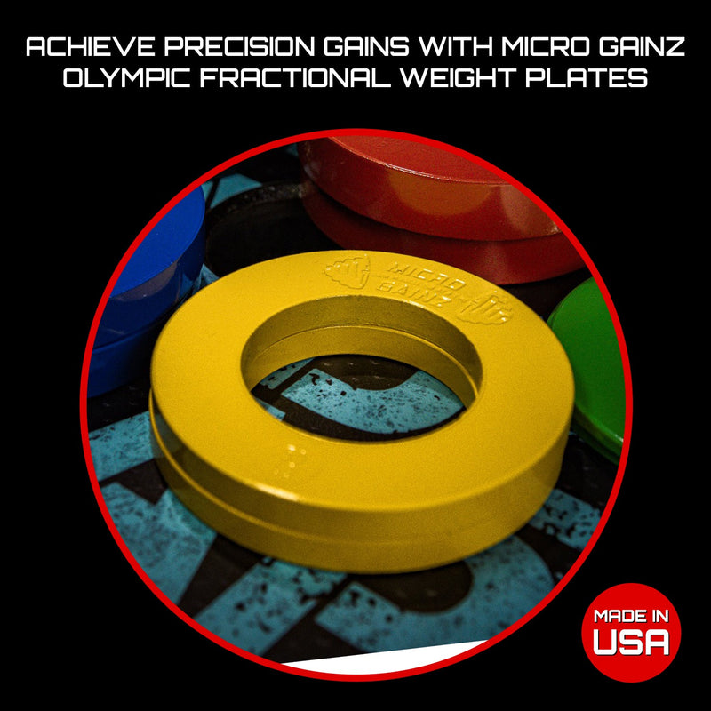 Load image into Gallery viewer, Micro Gainz - Olympic Size Fractional Weight Plates Pair of Yellow .50Lb Plates
